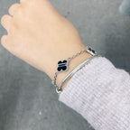 [Imperial] CLOVER 5 MOTIF VEINED ONYX BRACELET SILVER