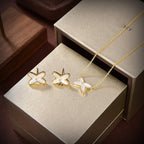 [Imperial] JEUX DE WHITE MOP GOLD DIAMOND EARRINGS