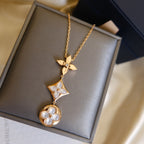 [Imperial] COLOR BLOSSOM LARIAT NECKLACE PINK GOLD WHITE MOTHER PEARL AND DIAMOND