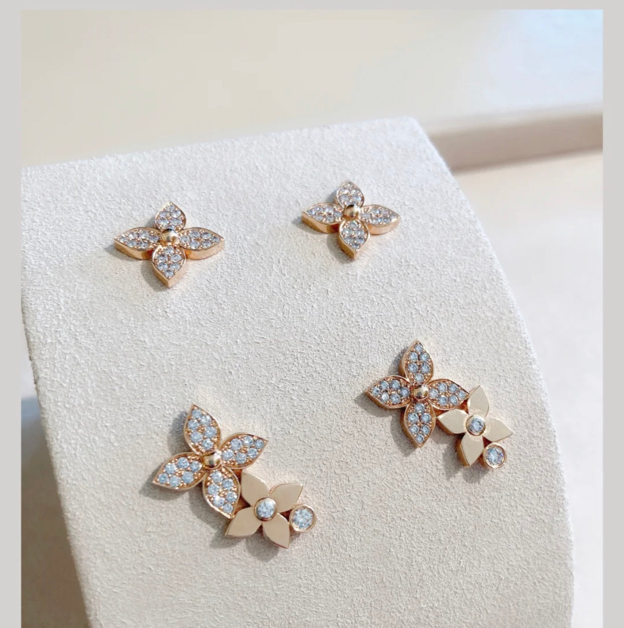[Imperial] STAR BLOSSOM STUD EARRINGS PINK GOLD DIAMONDS