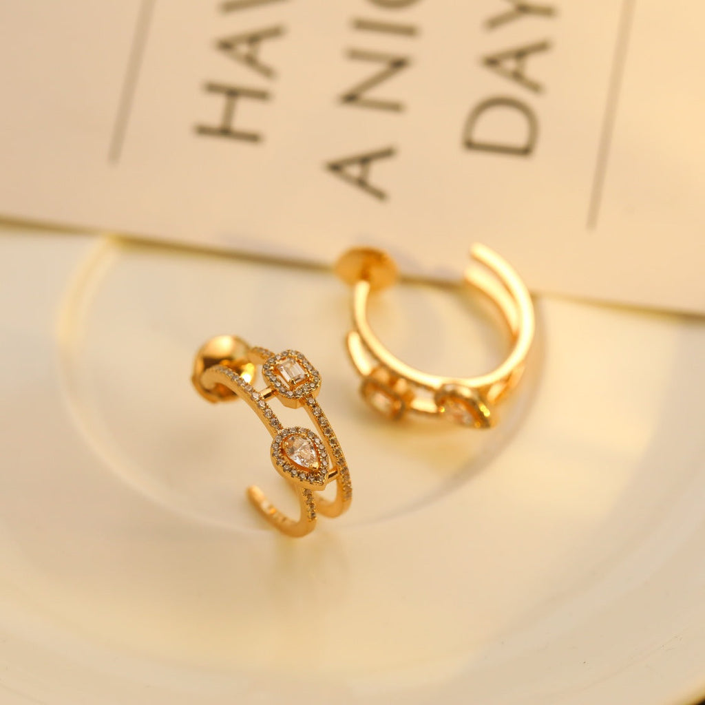 [Imperial] CREOLES MY TWIN 2 RANGS SILVER DIAMOND EARRINGS