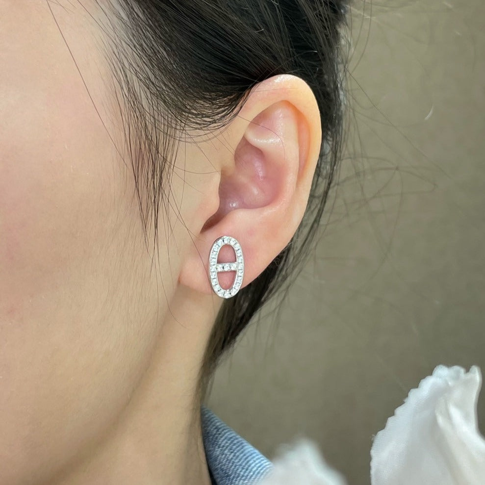 [Imperial] HM FULL DIAMOND PIG NOSE STUD EARRINGS