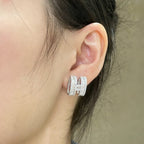 [Imperial] H STUD EARRINGS WITH SILVER DIAMONDS