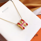[Imperial] HM CLIC RED ENAMEL GOLD NECKLACE