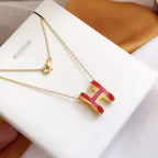 [Imperial] HM CLIC RED ENAMEL GOLD NECKLACE