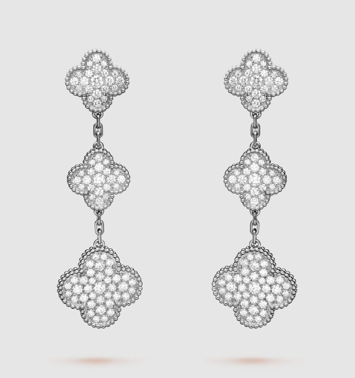 [Imperial] CLOVER 3 MOTIF DIAMOND SILVER DROP EARRINGS