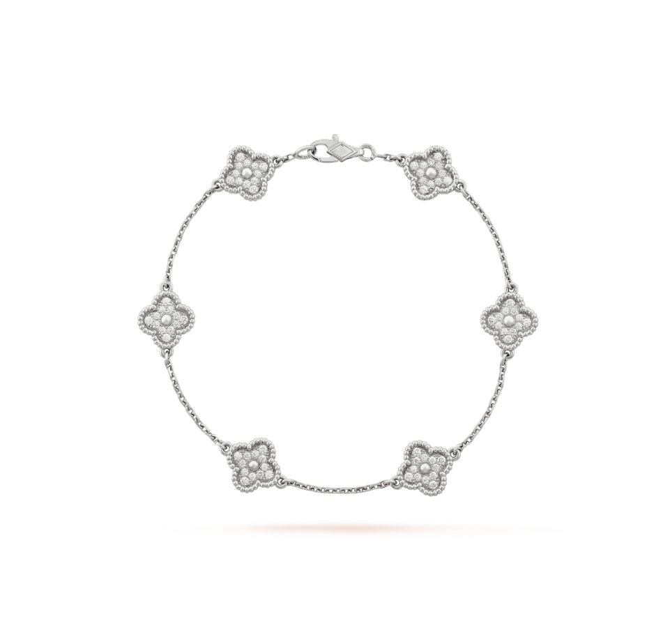 [Imperial] CLOVER 6 MOTIF SILVER DIAMOND BRACELET