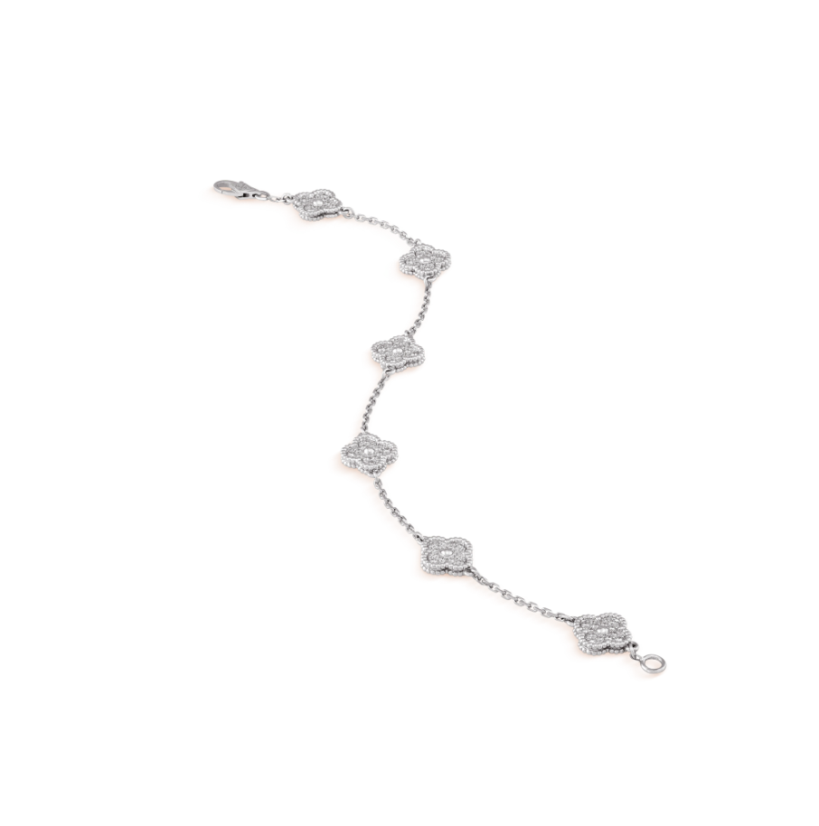 [Imperial] CLOVER 6 MOTIF SILVER DIAMOND BRACELET