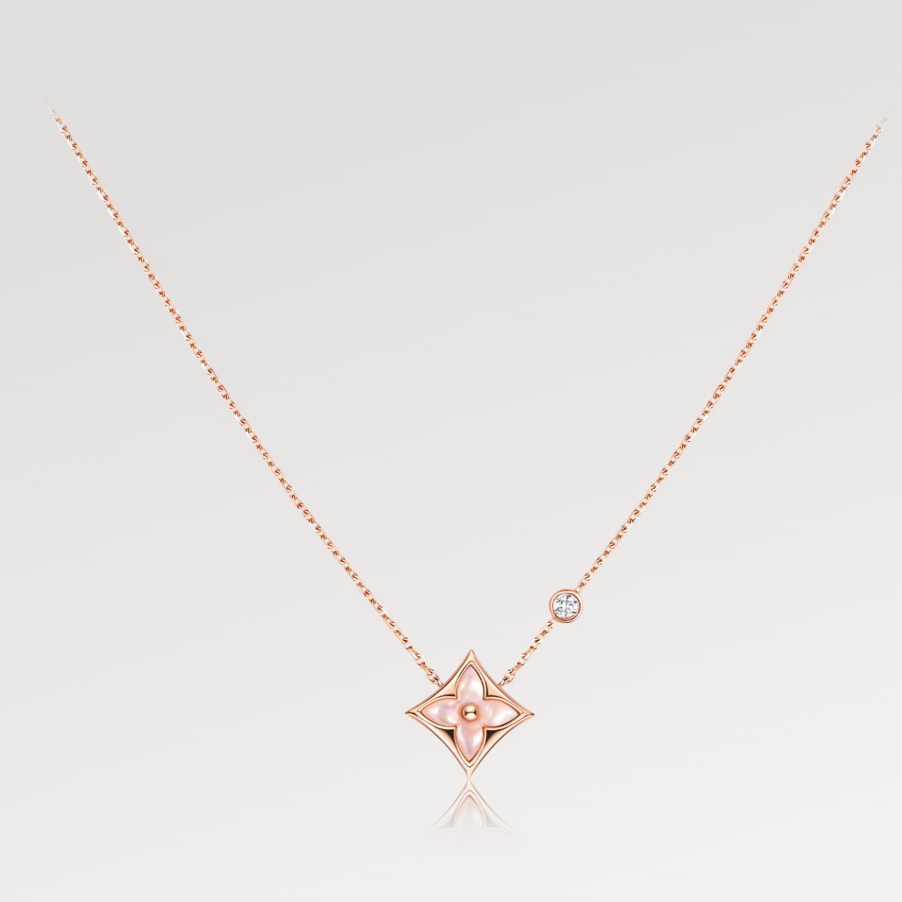 [Imperial] STAR PINK MOP 1 DIAMOND PINK GOLD NECKLACE