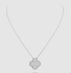 [Imperial] CLOVER 25MM LARGE PENDANT DIAMOND PAVED SILVER NECKLACE