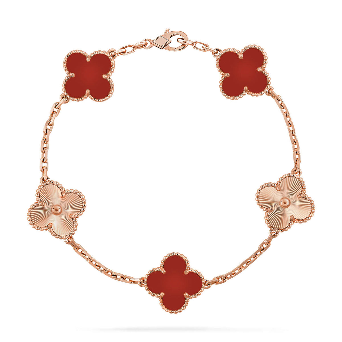 [Imperial]New  CLOVER 5 MOTIF RED CORNELIAN BRACELET COLLECTION