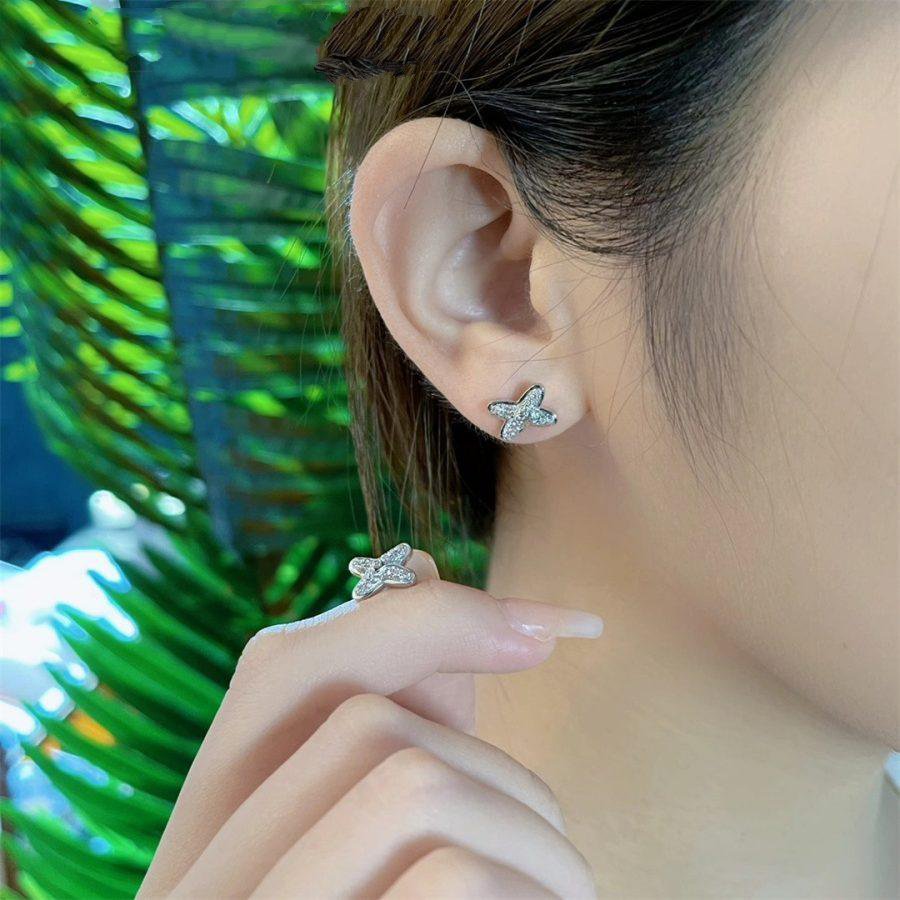 [Imperial] JEUX DE SILVER DIAMOND EARRINGS