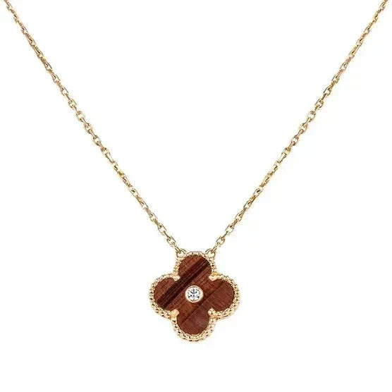 [Imperial] CLOVER 15MM DIAMOND AND YELLOW TIGER'S EYE AGATE necklace