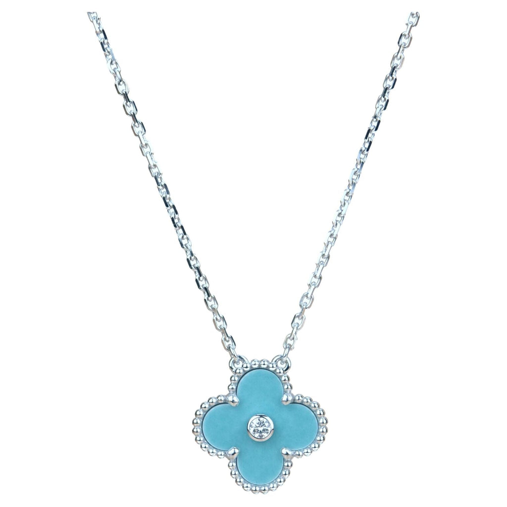 [Imperial] CLOVER 15MM DIAMOND SVRES PORCELAIN  NECKLACE SILVER