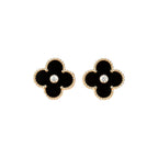 [Imperial] CLOVER MEDIUM 1 MOTIFS ONYX DIAMOND EARRINGS