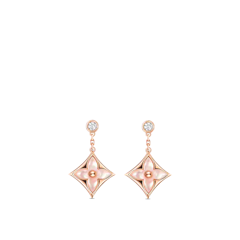 [Imperial] DOUBLE STAR PINK GOLD MOP DROP EARRINGS