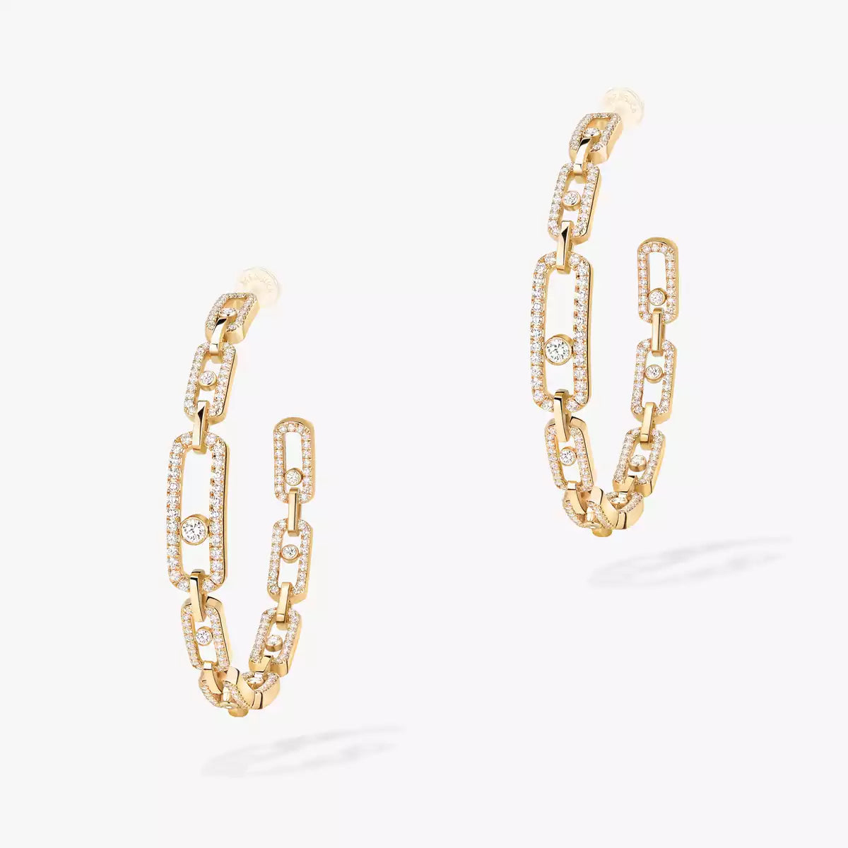 [[Imperial] Move Link Diamond Hoop Earrings