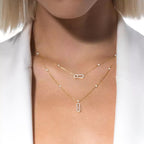 [Imperial] 2 Rows Rose Gold Diamond Pave_ Necklace Move Uno