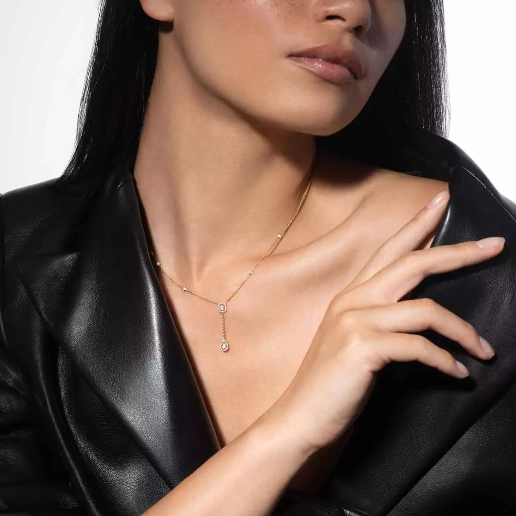 [Imperial] Gold Diamond Tie Necklace