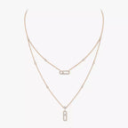 [Imperial] 2 Rows Rose Gold Diamond Pave_ Necklace Move Uno