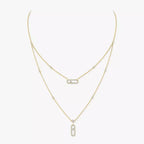 [Imperial] 2 Rows Rose Gold Diamond Pave_ Necklace Move Uno