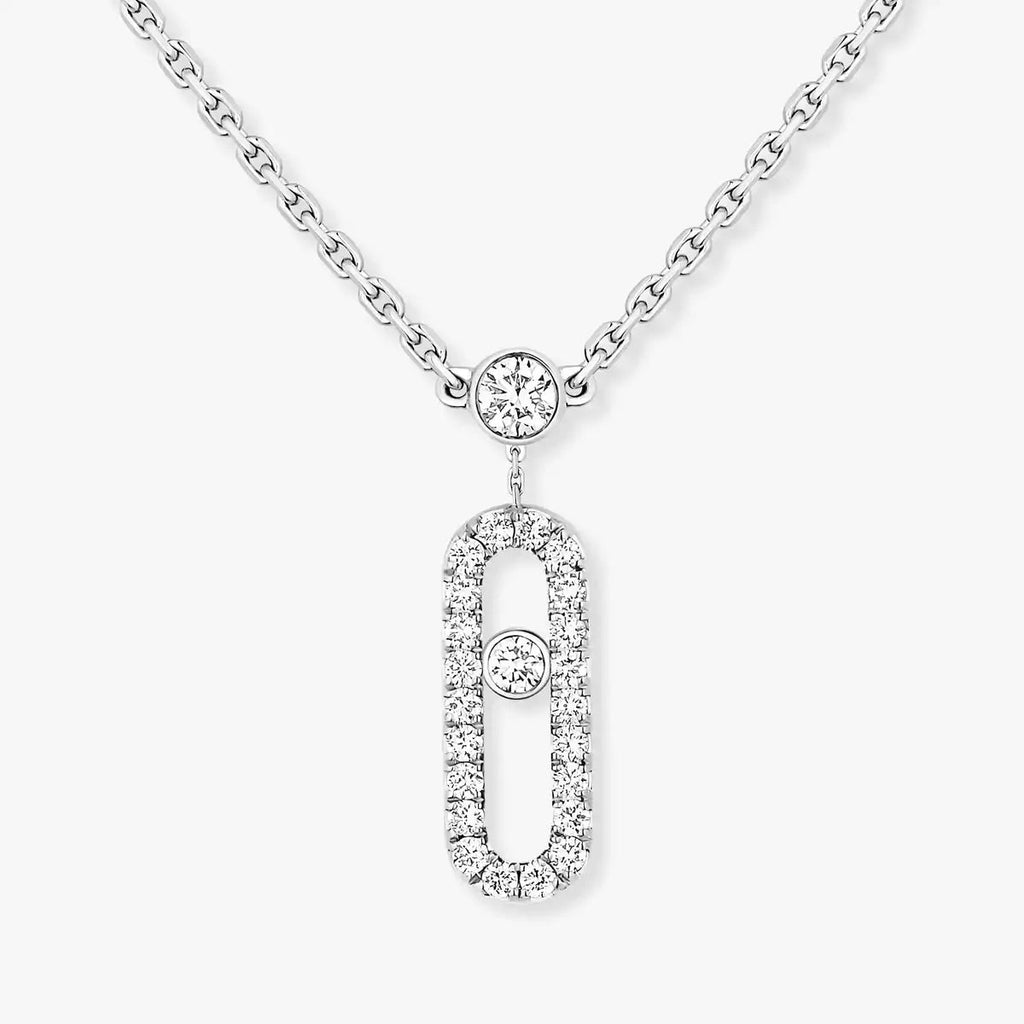 [Imperial] 2 Rows Rose Gold Diamond Pave_ Necklace Move Uno