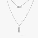 [Imperial] 2 Rows Rose Gold Diamond Pave_ Necklace Move Uno