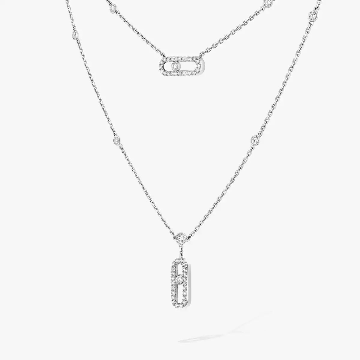 [Imperial] 2 Rows Rose Gold Diamond Pave_ Necklace Move Uno