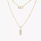 [Imperial] 2 Rows Rose Gold Diamond Pave_ Necklace Move Uno