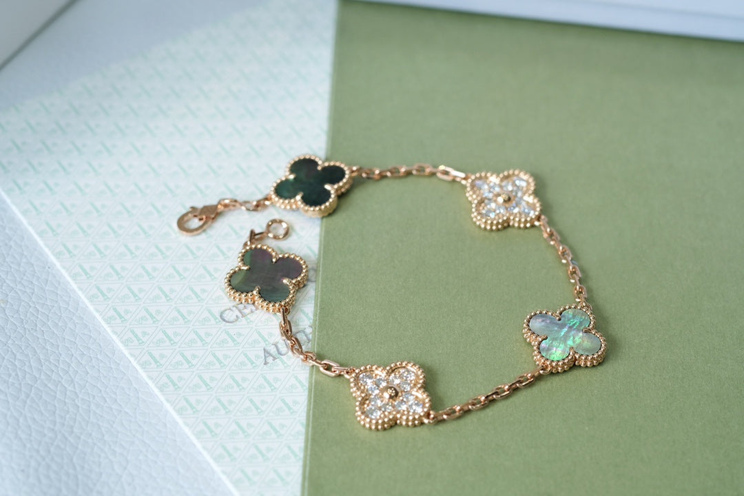 [Imperial]New CLOVER 5 MOTIF GRAY MOP BRACELET COLLECTION