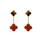 [Imperial] CLOVER  2 MOTIF  TIGER EYE CARNELIAN EARRINGS