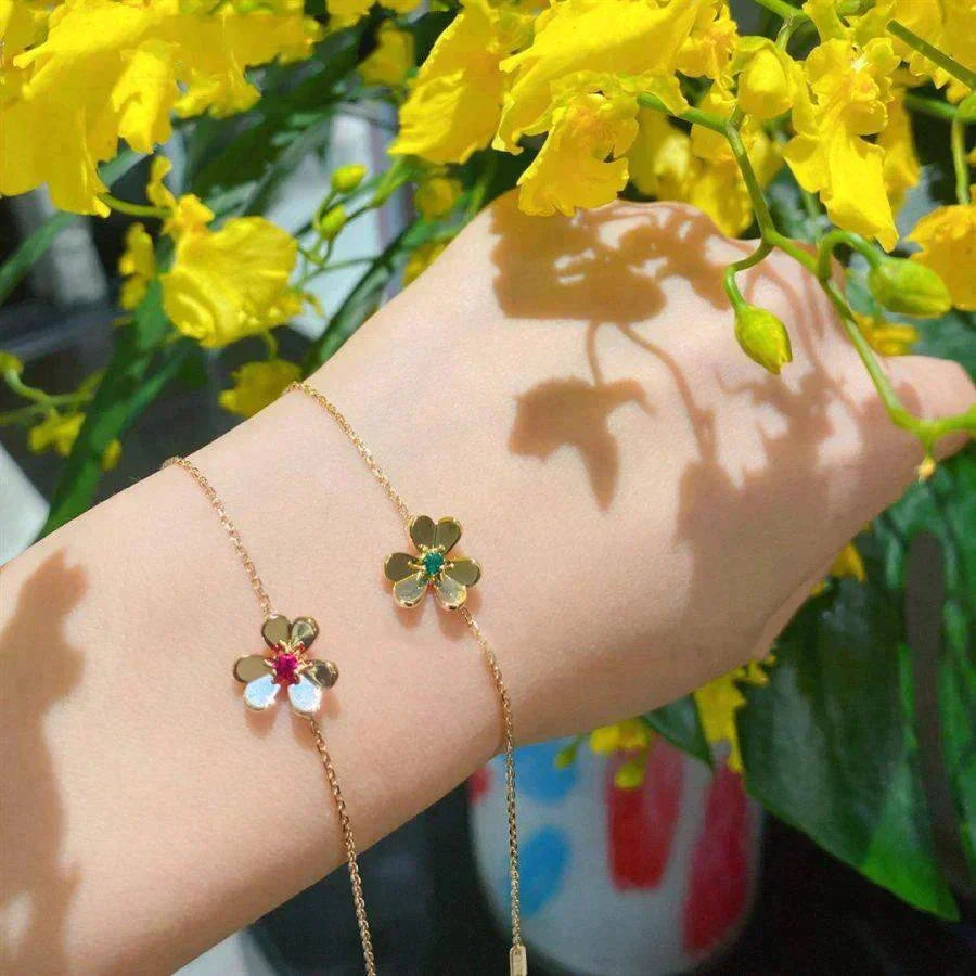 [Imperial] FRIVOLE GOLD FLOWER PINK MALACHITE BRACELET
