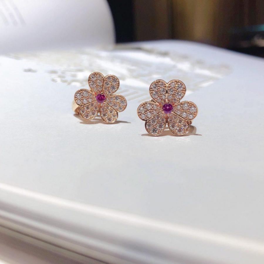 [Imperial] FRIVOLE PINK GOLD FLOWER DIAMOND EARRINGS