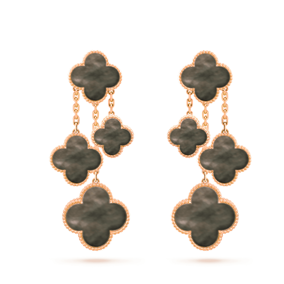 [Imperial] CLOVER EARRINGS DARK MOP 4 MOTIFS ROSE GOLD