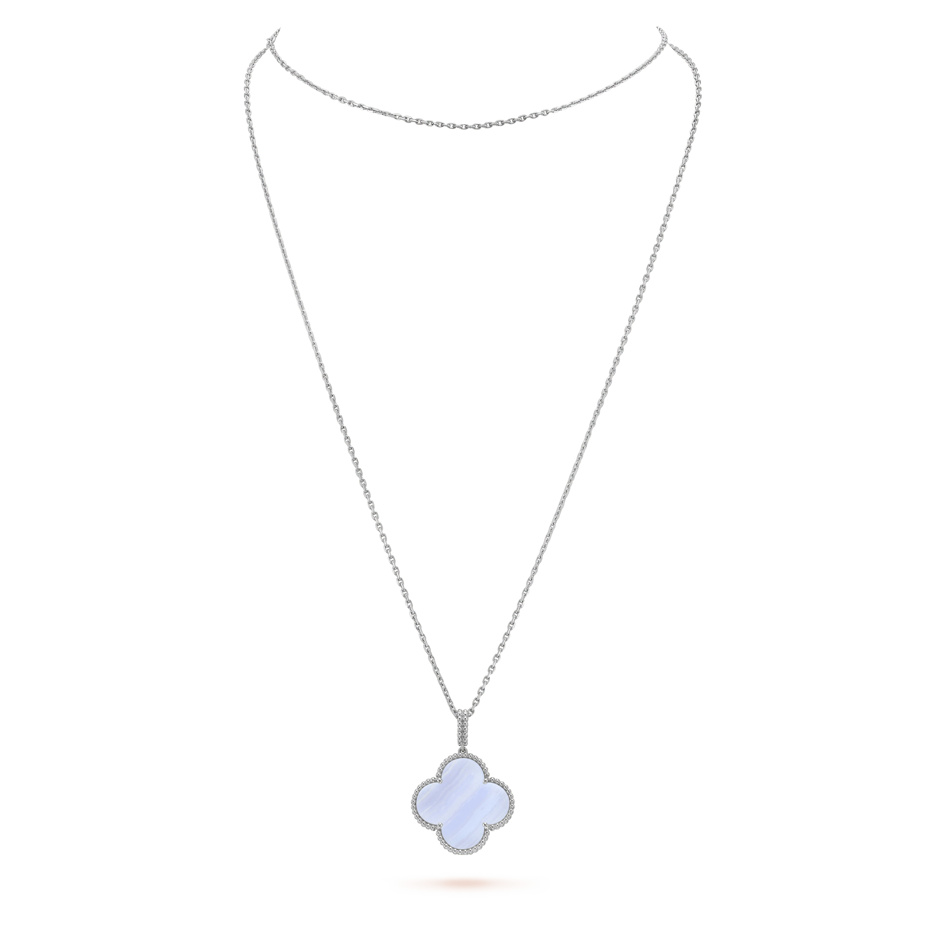 [Imperial] CLOVER SILVER CHALCEDONY BIG CLOVER NECKLACE