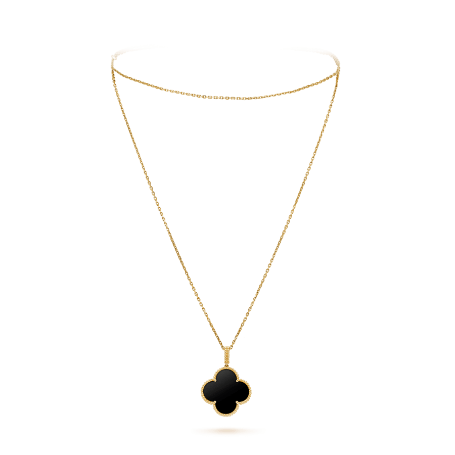 [Imperial] CLOVER 25MM GOLD ONYX BIG CLOVER NECKLACE