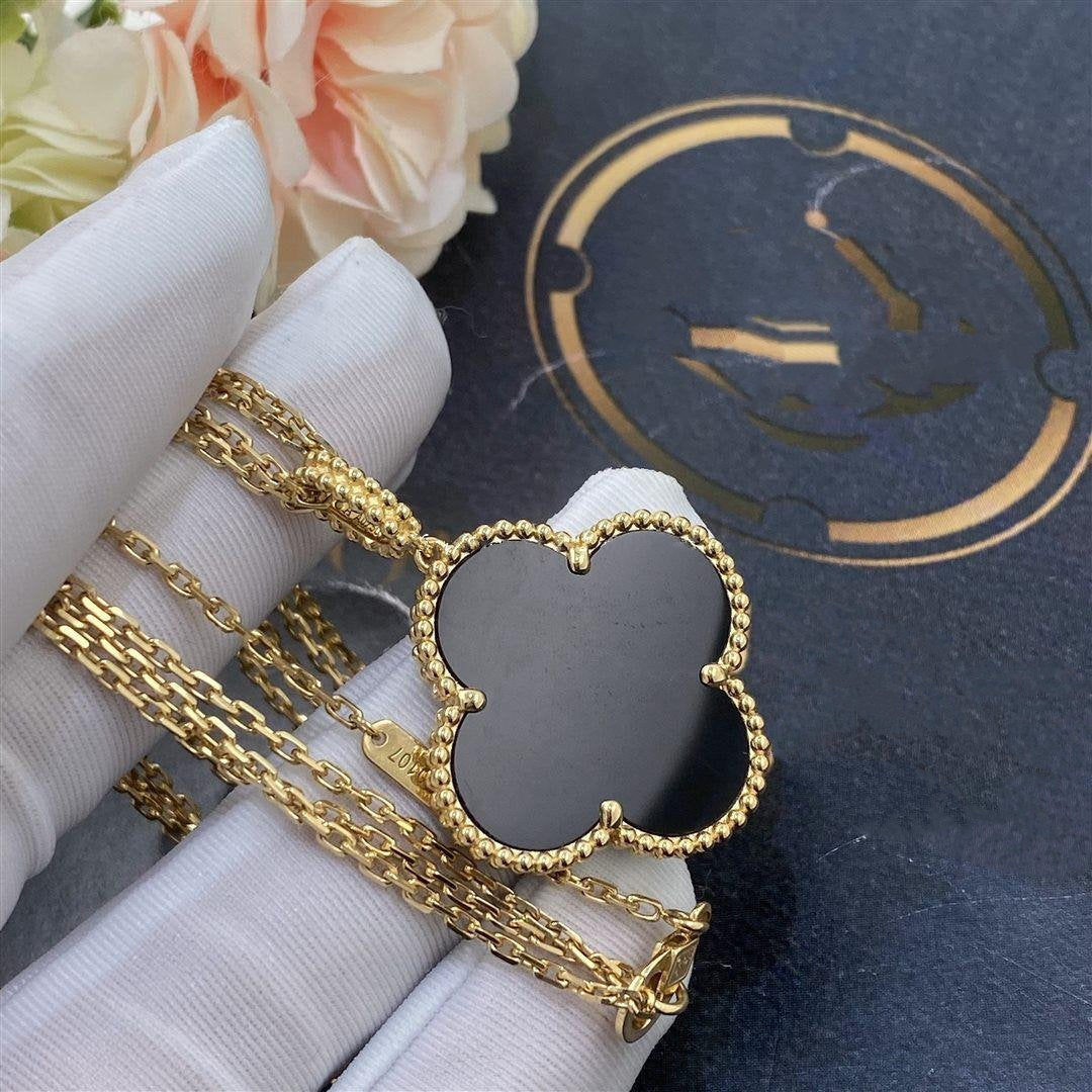 [Imperial] CLOVER 25MM GOLD ONYX BIG CLOVER NECKLACE