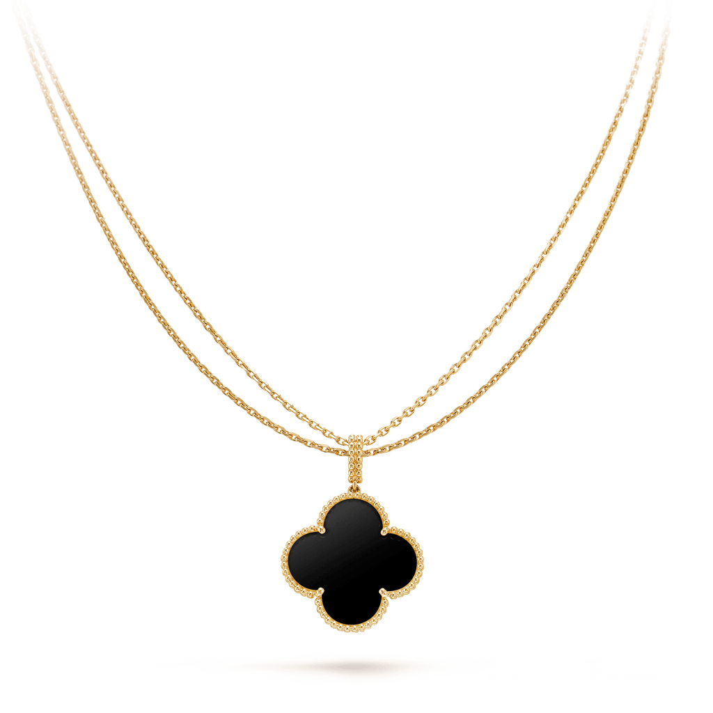 [Imperial] CLOVER 25MM GOLD ONYX BIG CLOVER NECKLACE