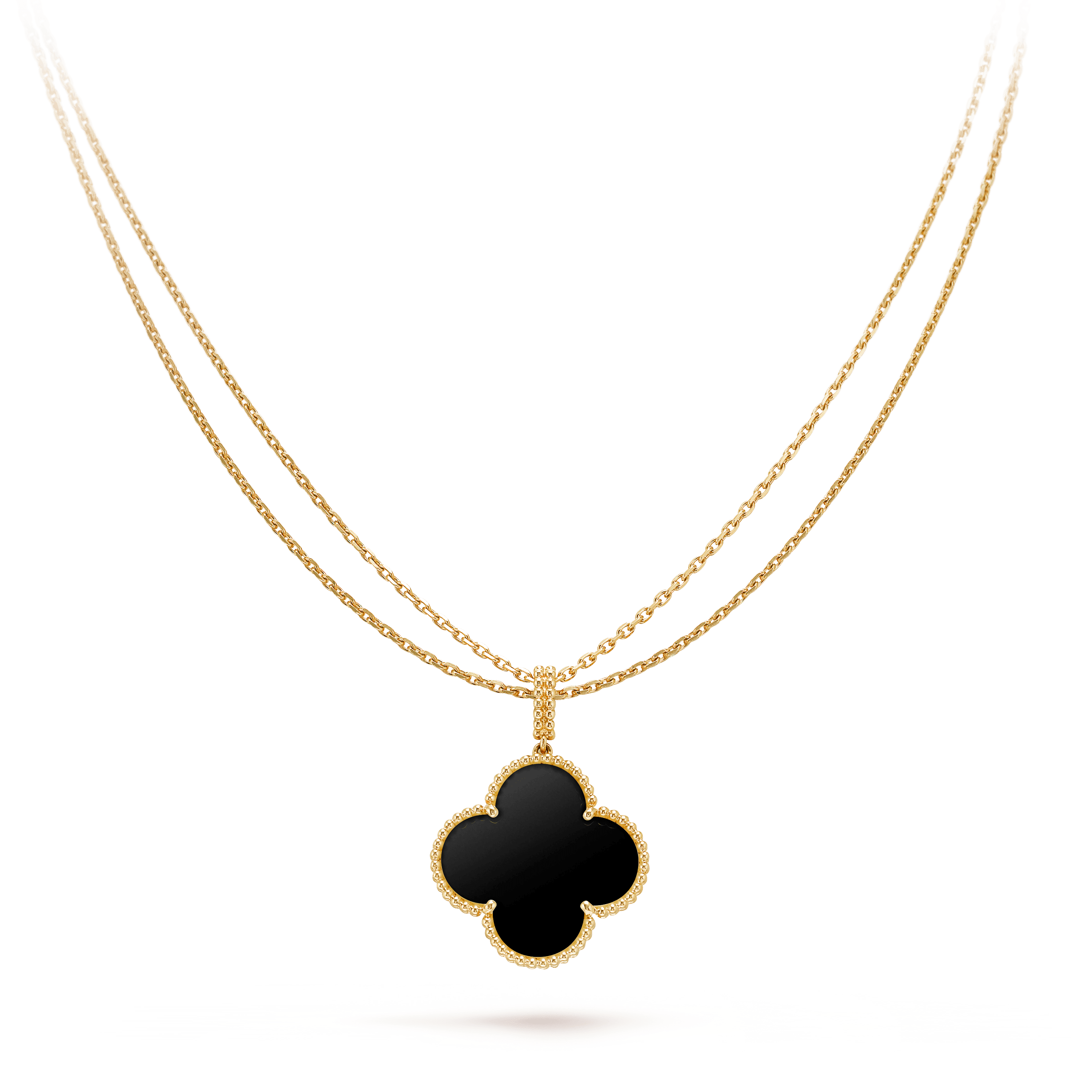 [Imperial] CLOVER 25MM GOLD ONYX BIG CLOVER NECKLACE