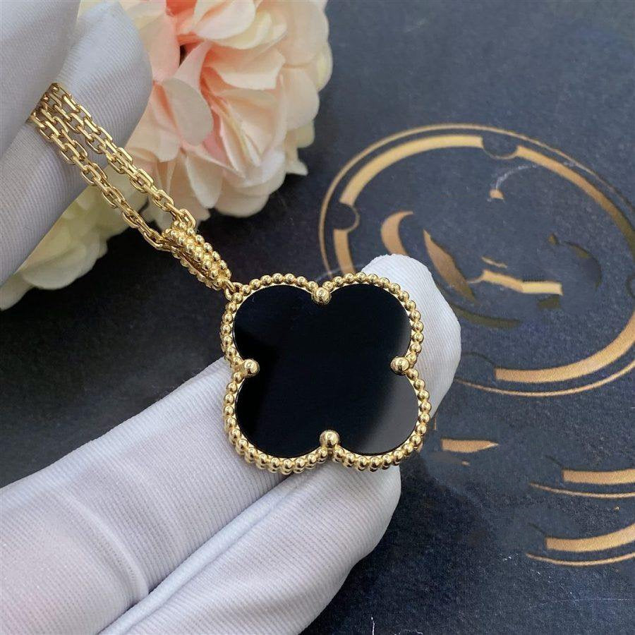 [Imperial] CLOVER 25MM GOLD ONYX BIG CLOVER NECKLACE