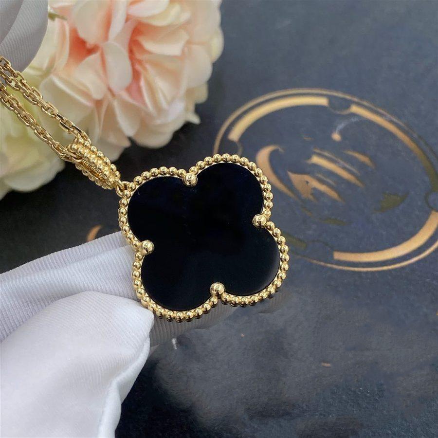 [Imperial] CLOVER 25MM GOLD ONYX BIG CLOVER NECKLACE