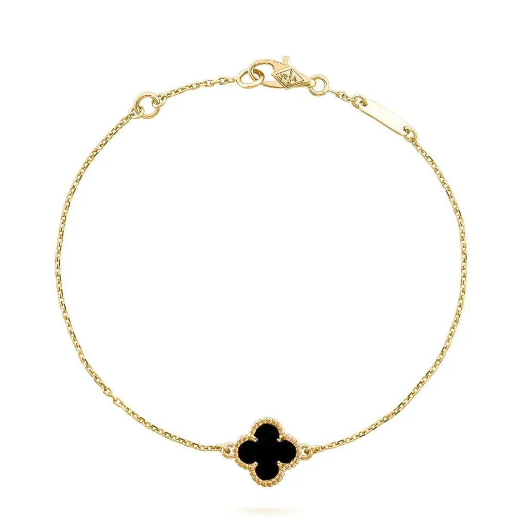 [Imperial] CLOVER ONYX SINGLE FLOWER BRACELET