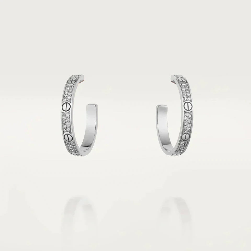[Imperial] LOVE DIAMOND SILVER HOOP EARRINGS