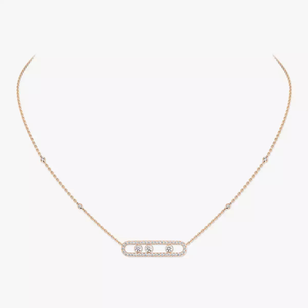 [Imperial]  Move Pave_ Rose Gold Diamond Necklace