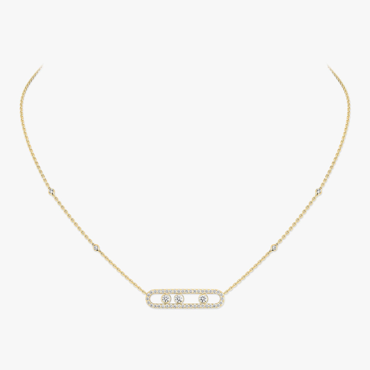 [Imperial]  Move Pave_ Rose Gold Diamond Necklace