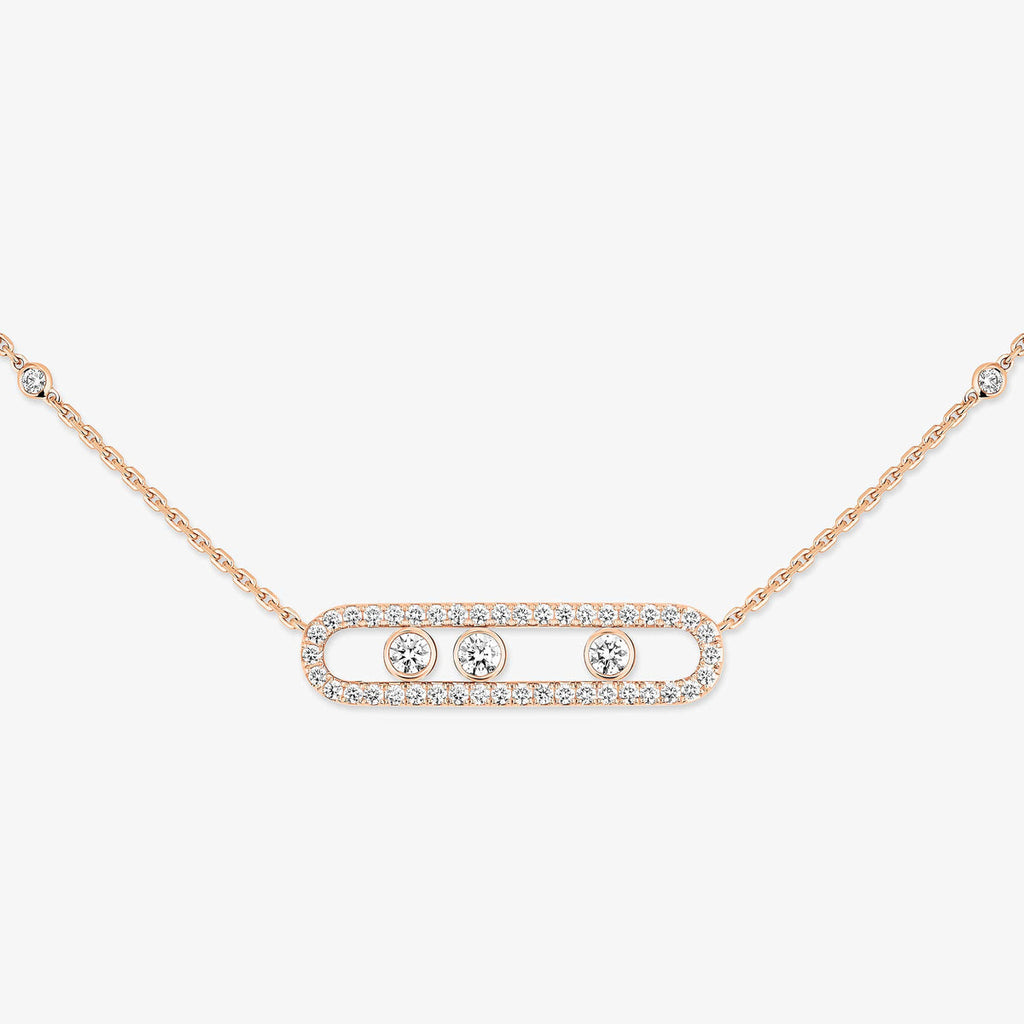 [Imperial]  Move Pave_ Rose Gold Diamond Necklace
