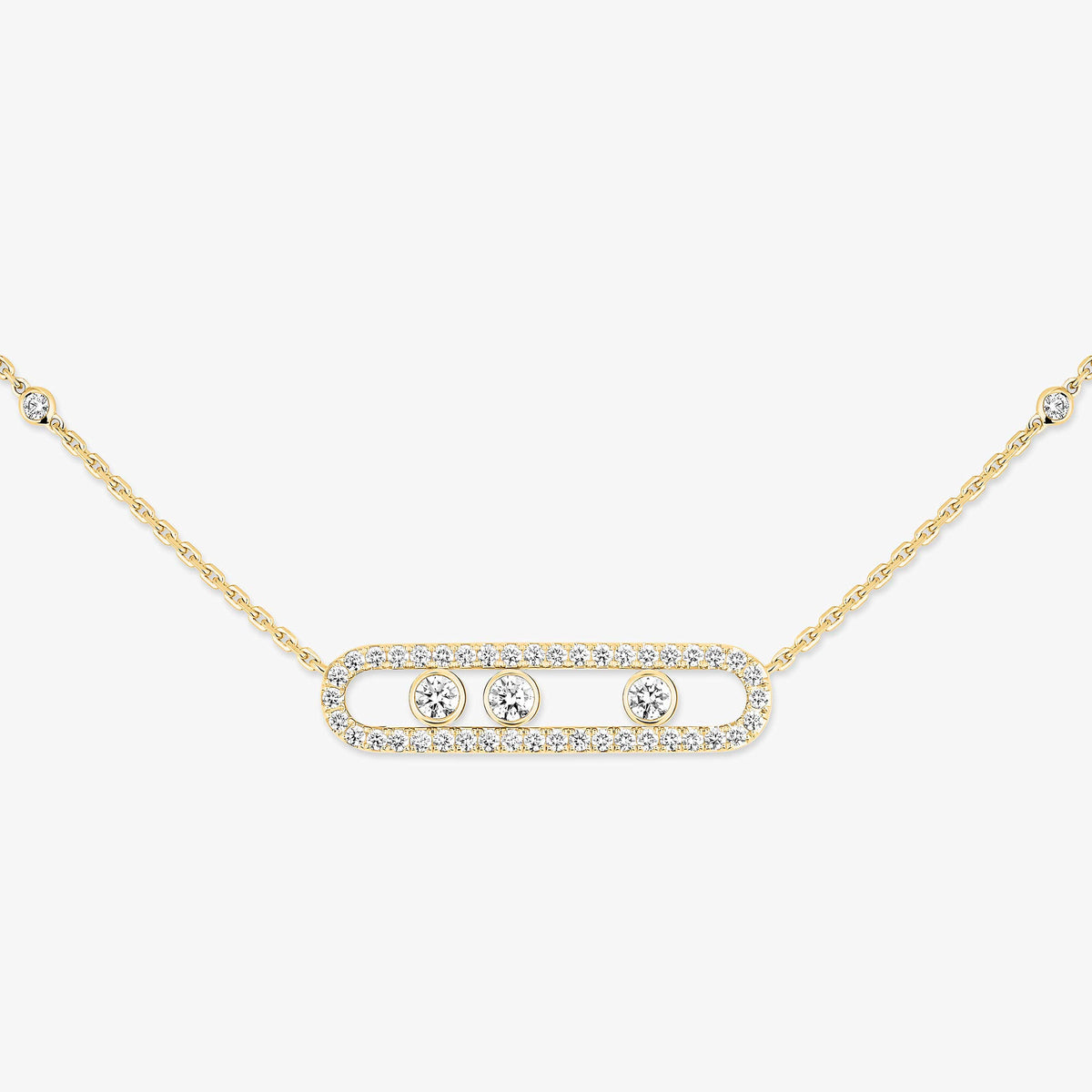 [Imperial]  Move Pave_ Rose Gold Diamond Necklace