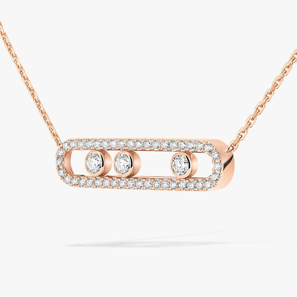 [Imperial]  Move Pave_ Rose Gold Diamond Necklace