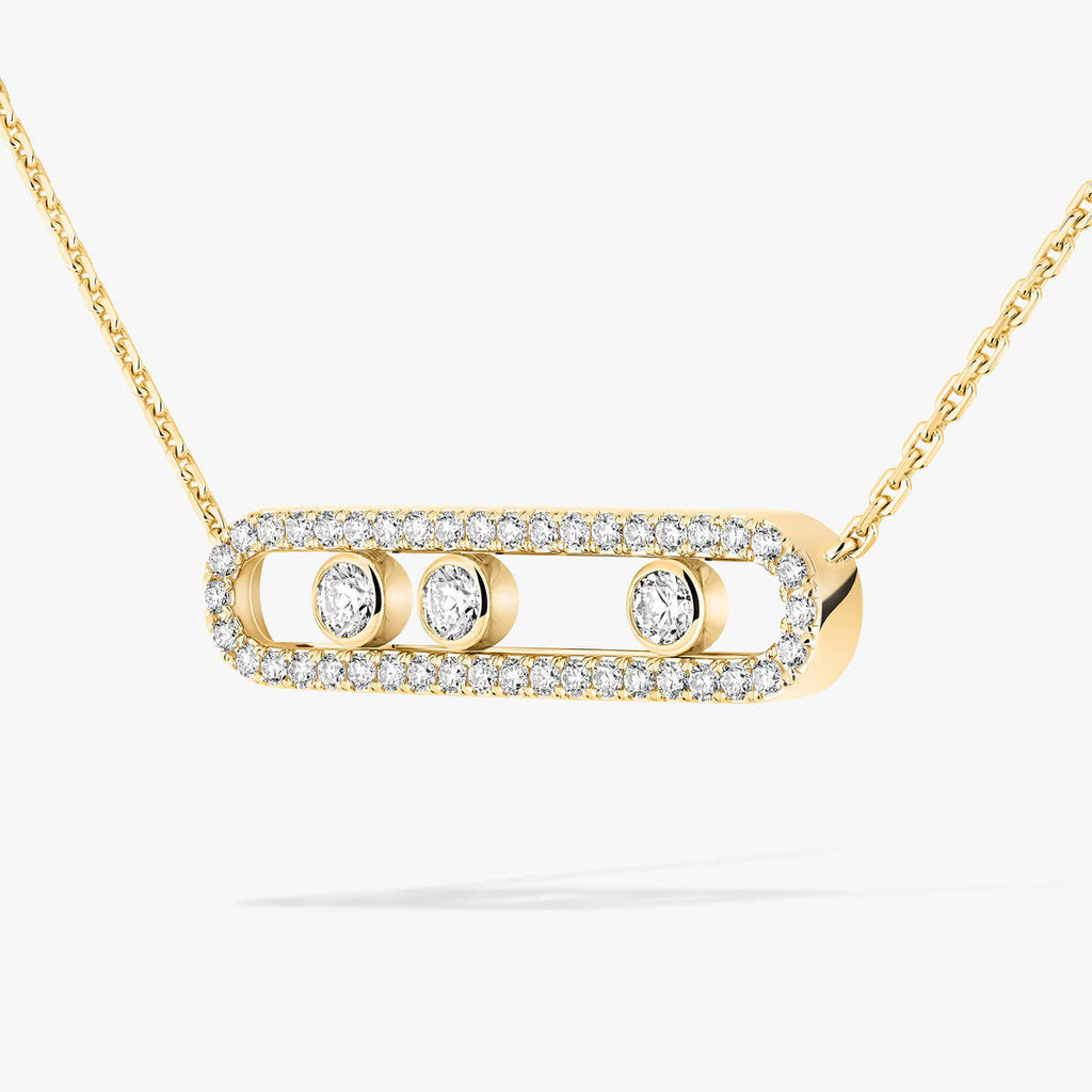 [Imperial]  Move Pave_ Rose Gold Diamond Necklace