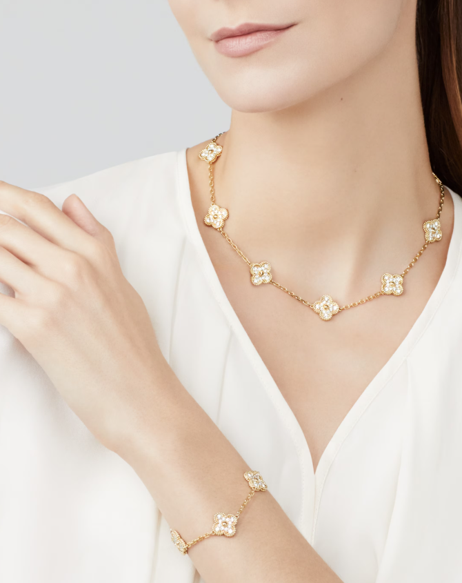 [Imperial]CLOVER 10 MOTIFS FULL DIAMOND NECKLACE
